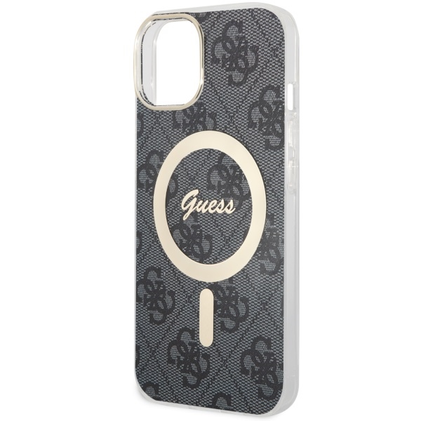 Guess dėklas iPhone 14 telefonui 4G MagSafe, juodas