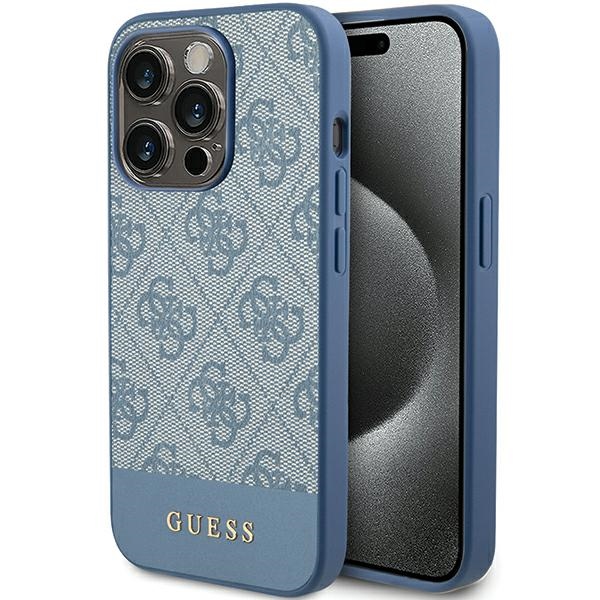 Guess iPhone 15 Pro Case 4G Stripe Collection, Blue