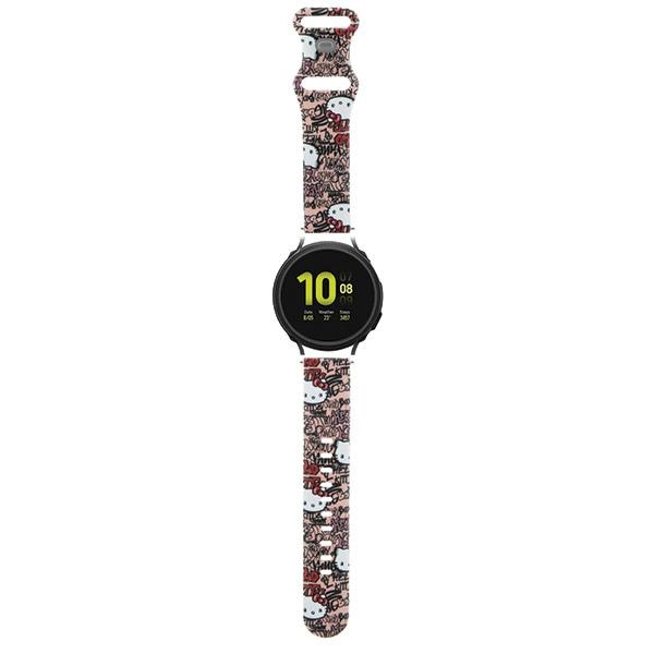 Hello Kitty Silicone Tags Graffiti Universal Watch Strap 20mm, Pink