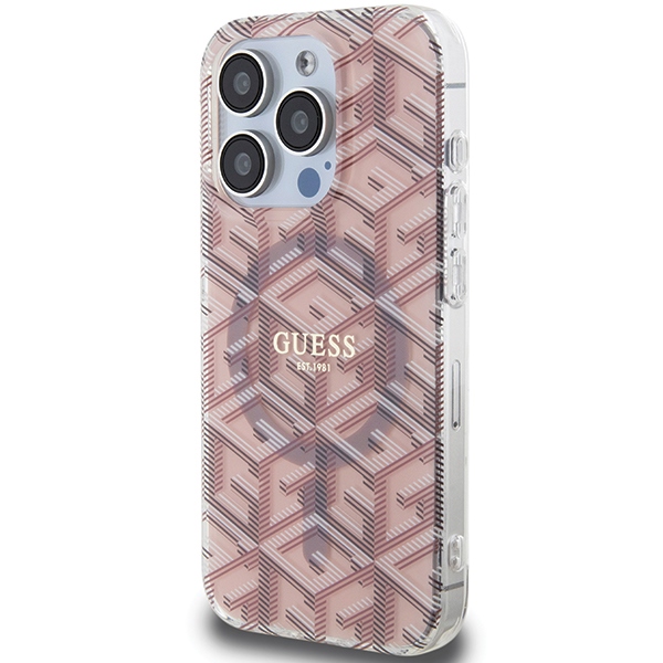 Guess iPhone 15 Pro Case IML GCube MagSafe, Pink