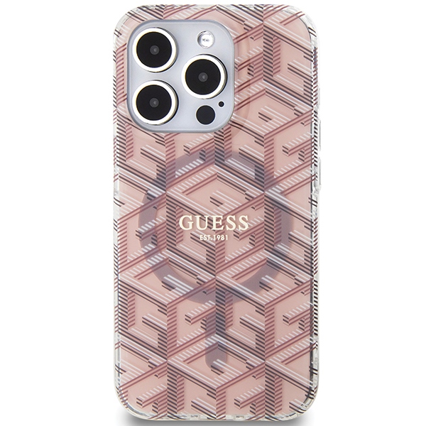 Guess iPhone 15 Pro Case IML GCube MagSafe, Pink