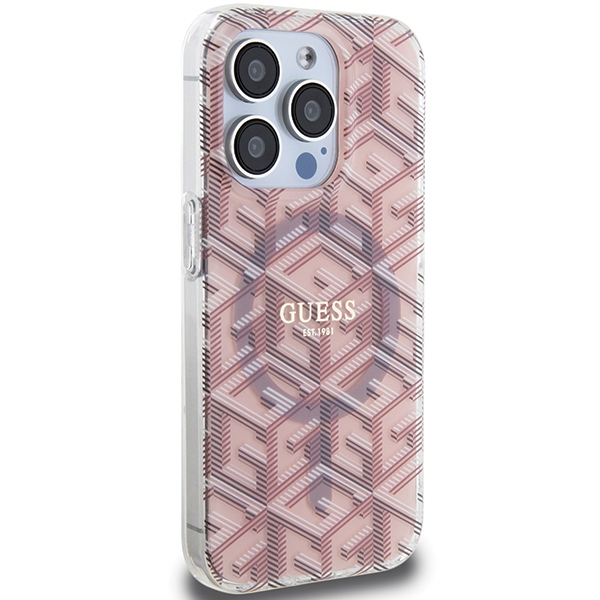 Guess iPhone 15 Pro Case IML GCube MagSafe, Pink