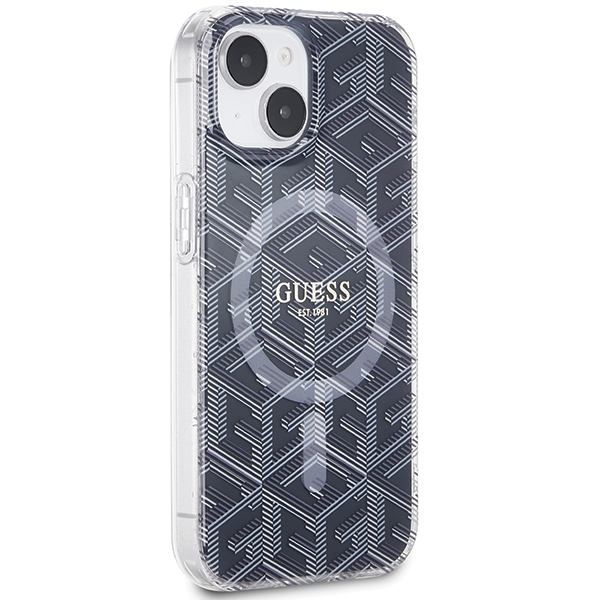 Guess iPhone 15 / 14 / 13 Case IML GCube MagSafe, Black