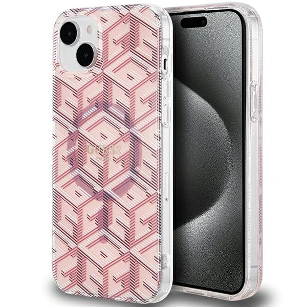 Guess iPhone 15 / 14 / 13 Case IML GCube MagSafe, Pink