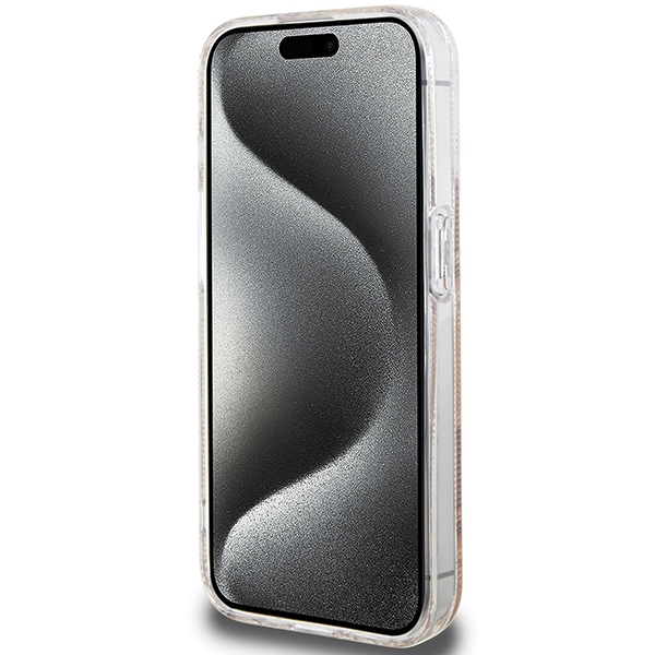 Guess dėklas iPhone 15 Pro Max telefonui IML GCube MagSafe, rudas