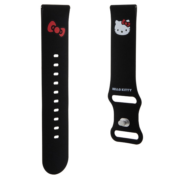 Hello Kitty Silicone Kitty Head universalus 22 mm laikrodžio dirželis, juodas