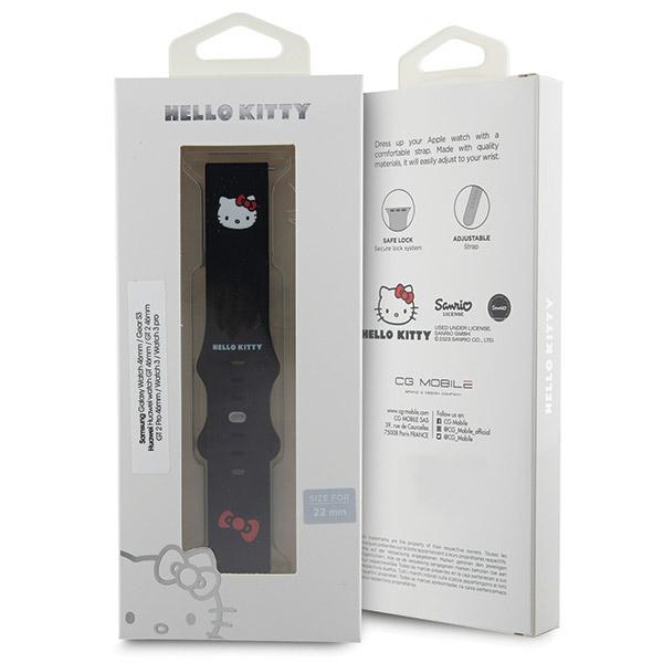 Hello Kitty Silicone Kitty Head universalus 22 mm laikrodžio dirželis, juodas
