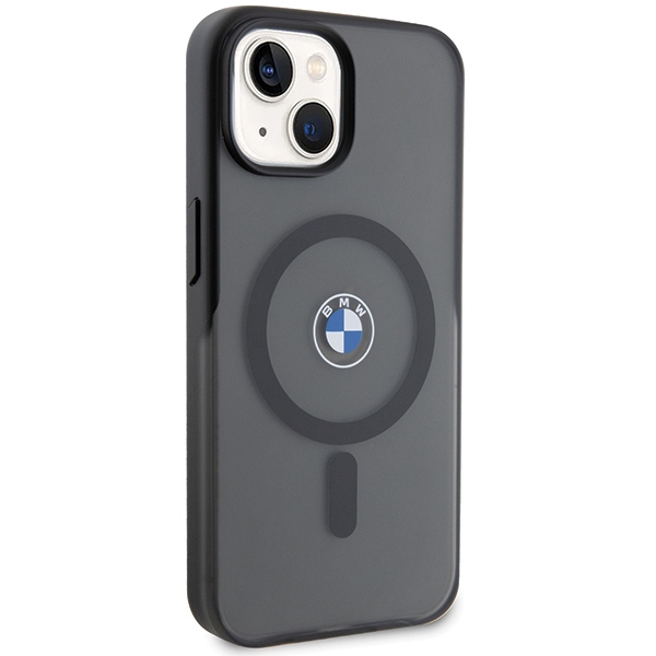 BMW Signature MagSafe dėklas iPhone 15 Plus / 14 Plus telefonui, juodas