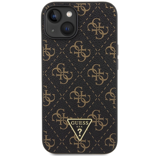 Guess 4G Triangle Metal Logo dėklas iPhone 13 / 14 / 15, juodas