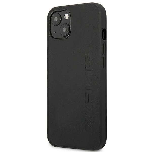 Mercedes dėklas iPhone 14 telefonui Leather Hot Stamped, juodas