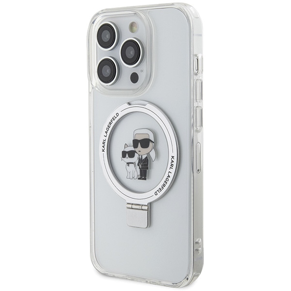 Karl Lagerfeld dėklas iPhone 13 / 13 Pro Ring Stand Karl&Choupette MagSafe, baltas