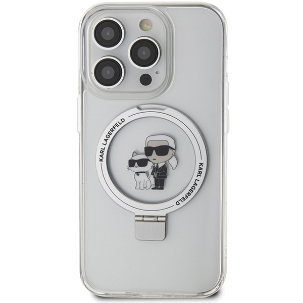 Karl Lagerfeld dėklas iPhone 13 / 13 Pro Ring Stand Karl&Choupette MagSafe, baltas
