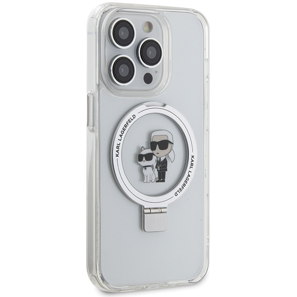 Karl Lagerfeld dėklas iPhone 13 / 13 Pro Ring Stand Karl&Choupette MagSafe, baltas
