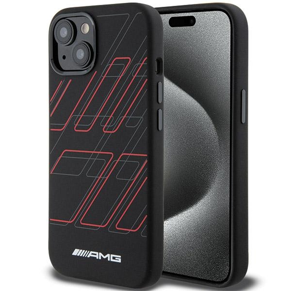 Mercedes AMG iPhone 15 Plus / 14 Plus Case Silicone Large Rhombuses MagSafe, Black