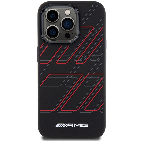 Mercedes AMG Silicone Large Rhombuses dėklas iPhone 15 Pro su MagSafe, juodas