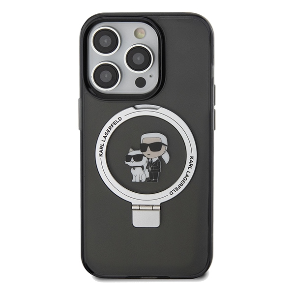 Karl Lagerfeld dėklas iPhone 13 Pro Max su Ring Stand MagSafe, juodas