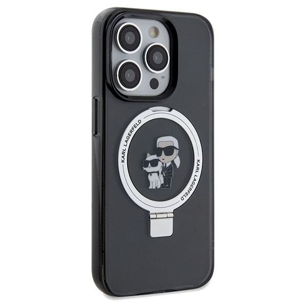 Karl Lagerfeld dėklas iPhone 13 Pro Max su Ring Stand MagSafe, juodas