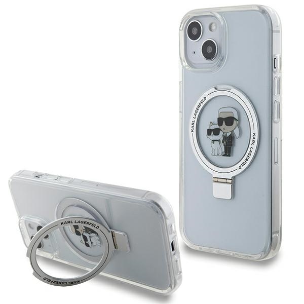 Karl Lagerfeld iPhone 14 / 15 / 13 Case Ring Stand Karl & Choupette MagSafe, White