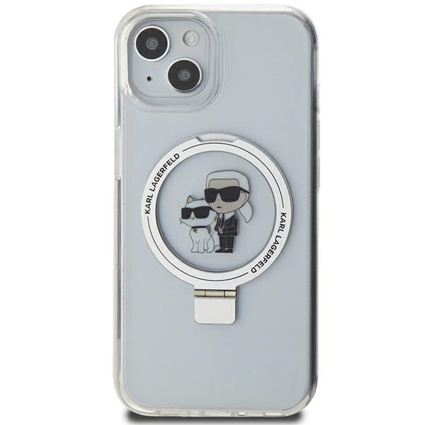Karl Lagerfeld iPhone 14 / 15 / 13 Case Ring Stand Karl & Choupette MagSafe, White