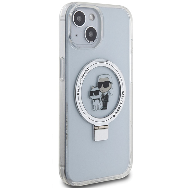 Karl Lagerfeld iPhone 14 / 15 / 13 Case Ring Stand Karl & Choupette MagSafe, White
