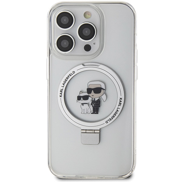 Karl Lagerfeld Ring Stand MagSafe dėklas iPhone 13 Pro Max, baltas
