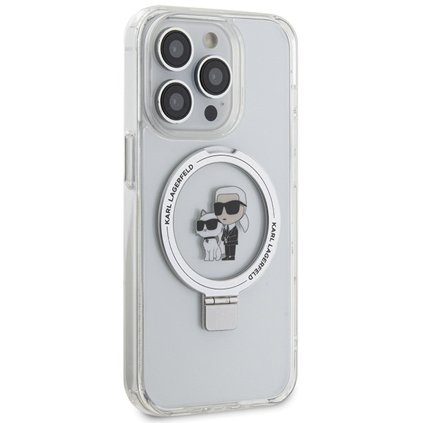 Karl Lagerfeld Ring Stand MagSafe dėklas iPhone 13 Pro Max, baltas