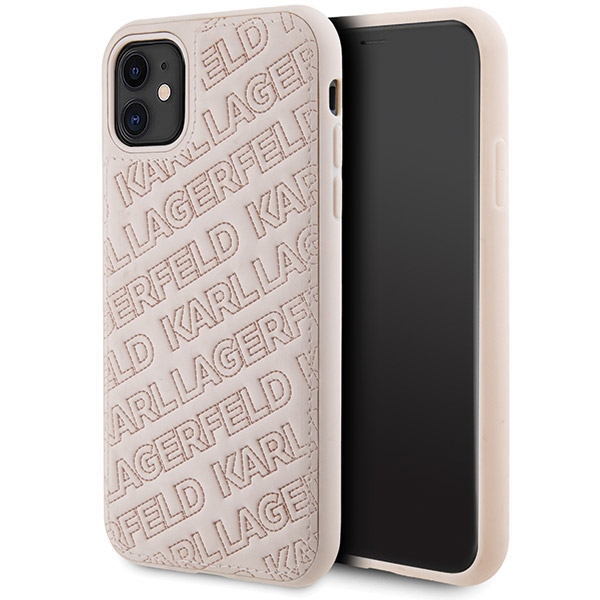 Karl Lagerfeld dėklas iPhone 11 / XR telefonui, Quilted K Pattern, rožinis