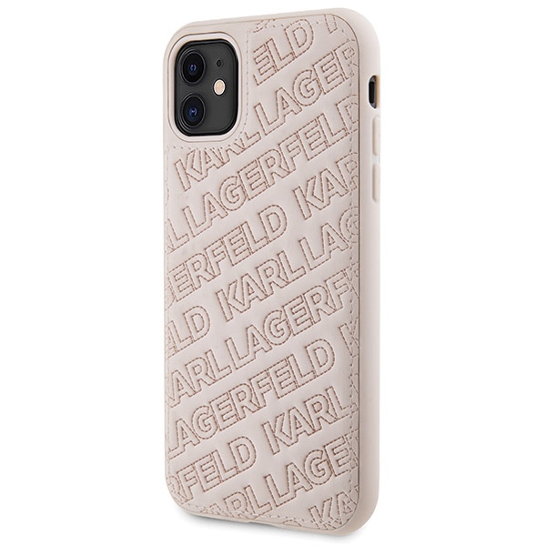 Karl Lagerfeld dėklas iPhone 11 / XR telefonui, Quilted K Pattern, rožinis