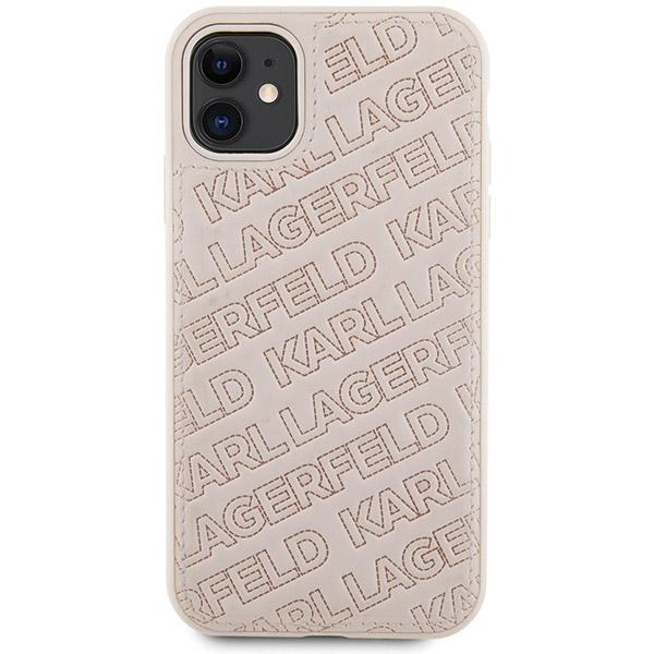 Karl Lagerfeld dėklas iPhone 11 / XR telefonui, Quilted K Pattern, rožinis