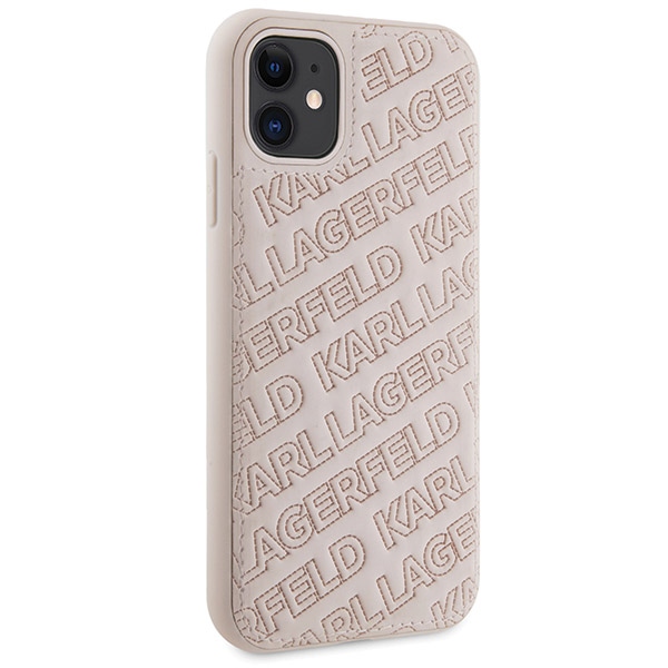 Karl Lagerfeld dėklas iPhone 11 / XR telefonui, Quilted K Pattern, rožinis