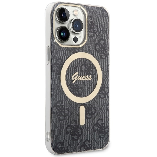 Guess dėklas iPhone 14 Pro Max telefonui 4G MagSafe, juodas