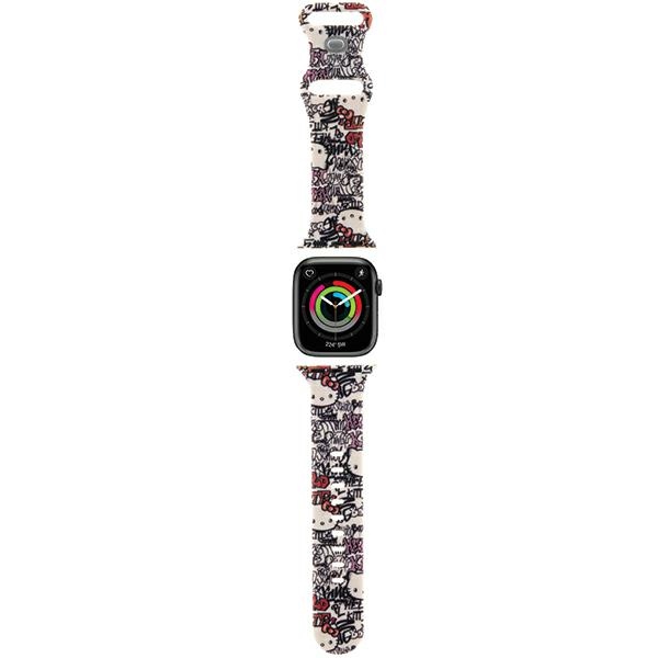 Hello Kitty Apple Watch 38/40/41mm Strap Silicone Tags Graffiti, Beige