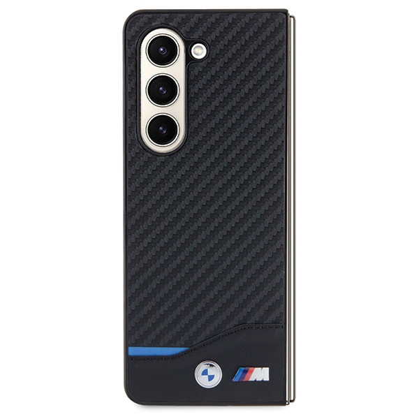 BMW Leather Carbon dėklas skirtas Samsung Galaxy Z Fold 5, juodas