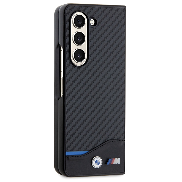 BMW Leather Carbon dėklas skirtas Samsung Galaxy Z Fold 5, juodas