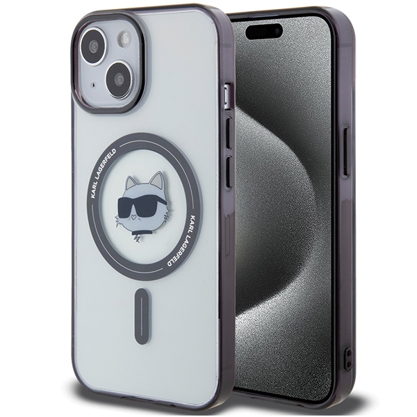 Karl Lagerfeld iPhone 15 Plus Case IML Choupette`s Head MagSafe, Transparent
