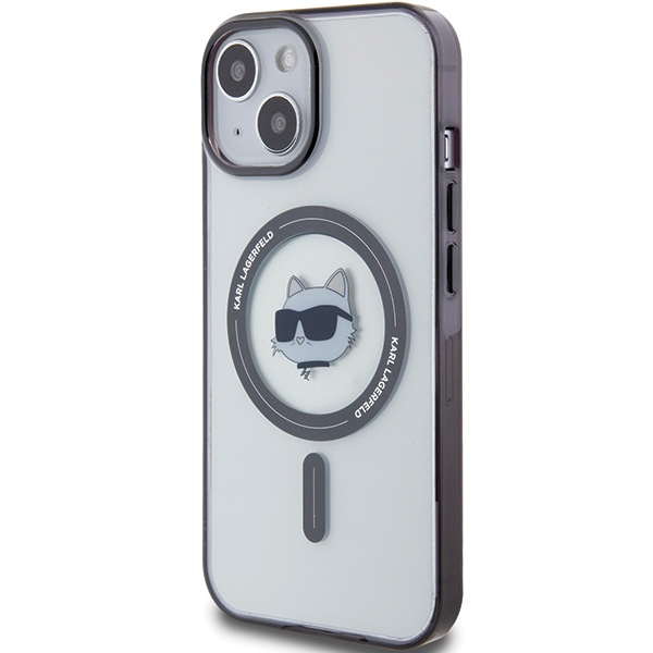 Karl Lagerfeld dėklas iPhone 15 Plus telefonui IML Choupette`s Head MagSafe, skaidrus