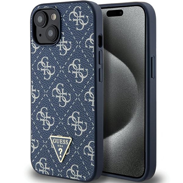 Guess iPhone 15 Plus / 14 Plus Case 4G Triangle Metal Logo, Blue