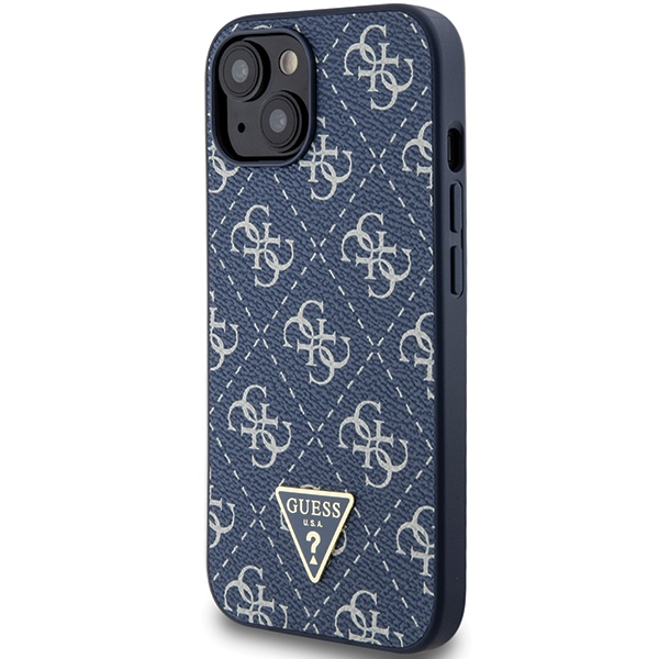 Guess dėklas iPhone 15 Plus / 14 Plus 4G Triangle Metal Logo, mėlynas