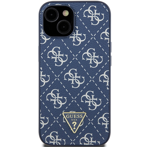 Guess dėklas iPhone 15 Plus / 14 Plus 4G Triangle Metal Logo, mėlynas