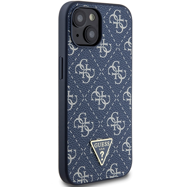 Guess dėklas iPhone 15 Plus / 14 Plus 4G Triangle Metal Logo, mėlynas