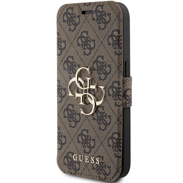 Guess iPhone 15 Pro Wallet Case 4G Big Metal Logo, Brown