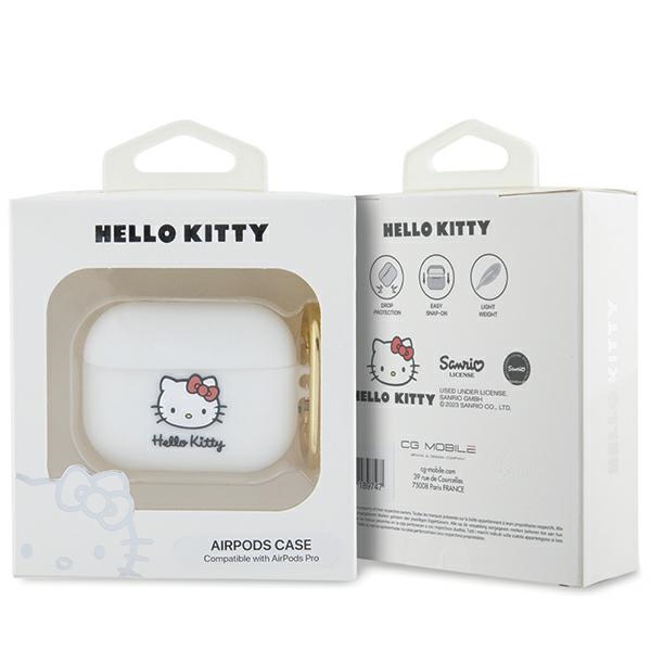 Hello Kitty AirPods Pro dėklas Silicone 3D Kitty Head, balta