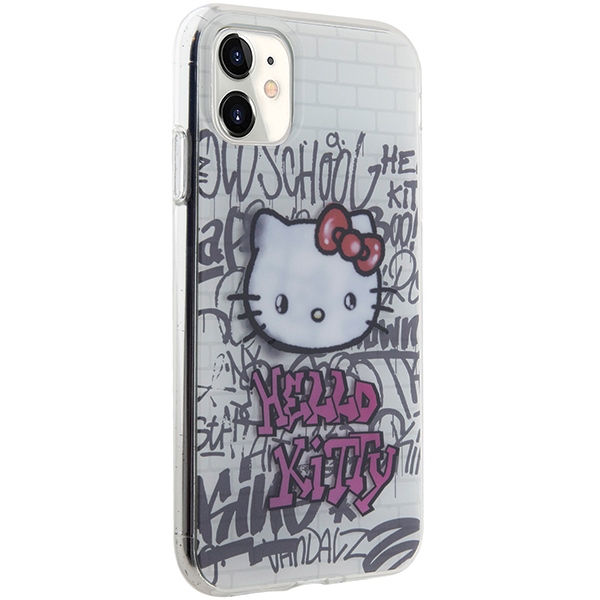 Hello Kitty iPhone 11 / XR Case IML Kitty On Bricks Graffiti, White