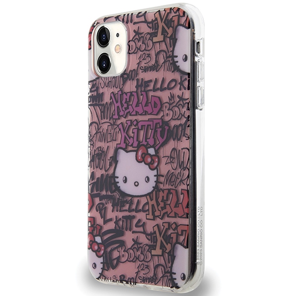 Hello Kitty iPhone 11 / XR dėklas IML Tags Graffiti, rožinis