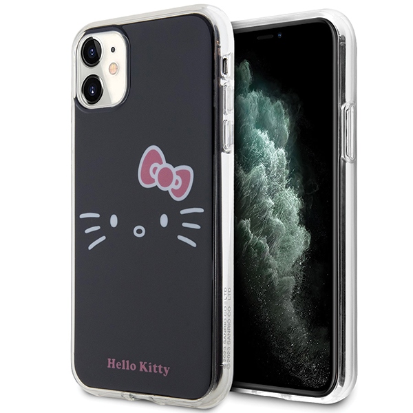 Hello Kitty iPhone 11 / XR dėklas IML Kitty Face, juodas