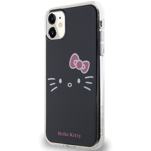 Hello Kitty iPhone 11 / XR dėklas IML Kitty Face, juodas