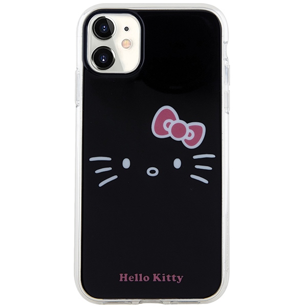 Hello Kitty iPhone 11 / XR dėklas IML Kitty Face, juodas