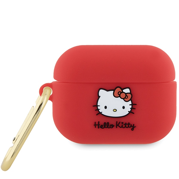 Hello Kitty AirPods Pro 2 silikoninis dėklas su 3D logotipu, fuksijų