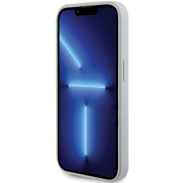 Guess dėklas iPhone 15 Pro telefonui 4G Strass Metal Logo, sidabrinis