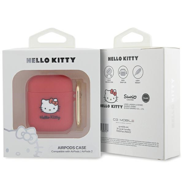 Hello Kitty silikoninis dėklas AirPods 1 / 2 ausinėms, fuksijų spalva